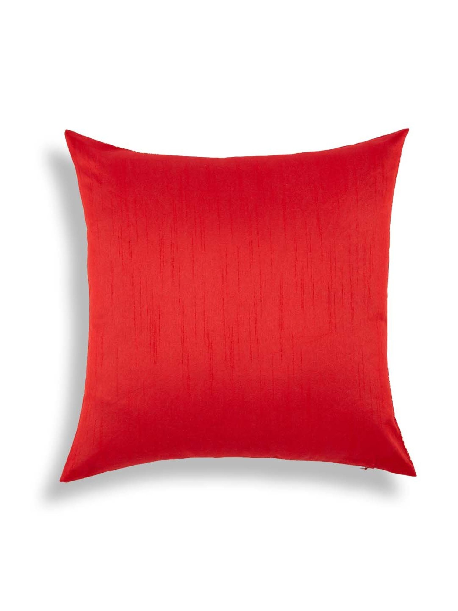 Home4U Red & Gold Poly Dupion Cushion Cover - Set of 1