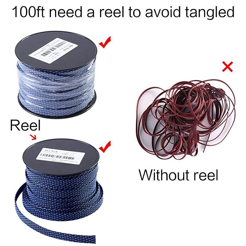 100ft 38 inch PET Expandable Braided Sleeving Blackblue  braided cable sleeve
