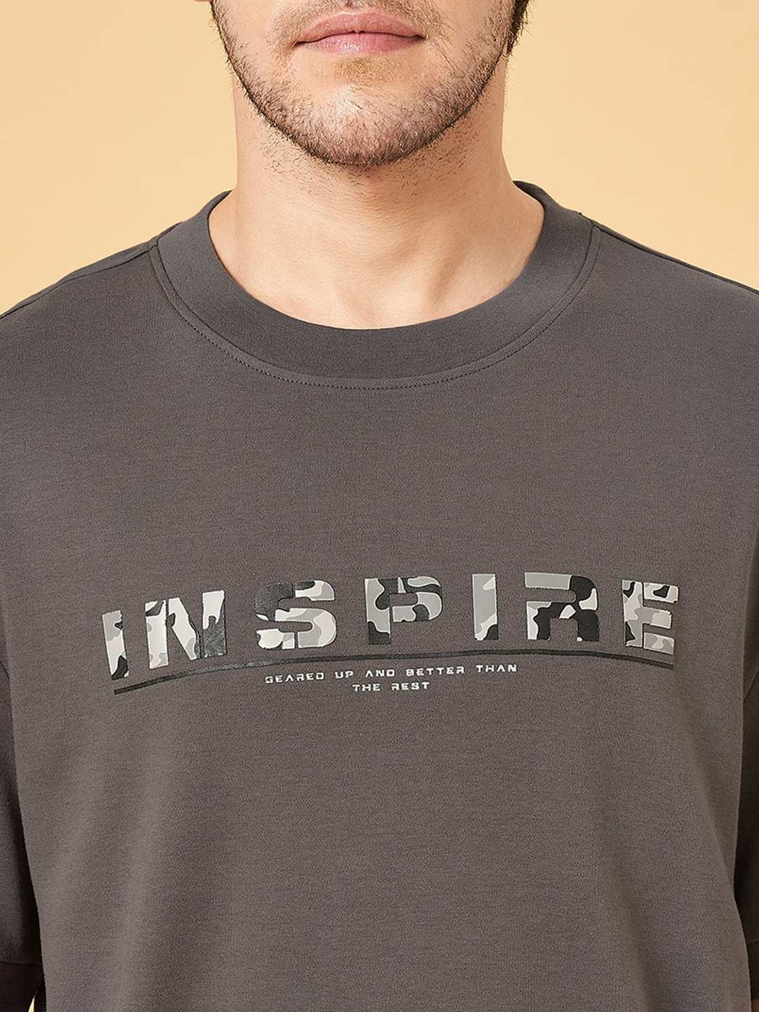 Street 808 By Pantaloons Steel Gray Loose Fit T-Shirt