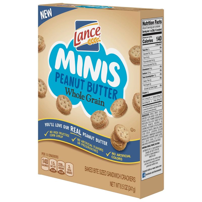 Lance Peanut Butter Whole Grain Mini Sandwich Crackers - 8.5oz