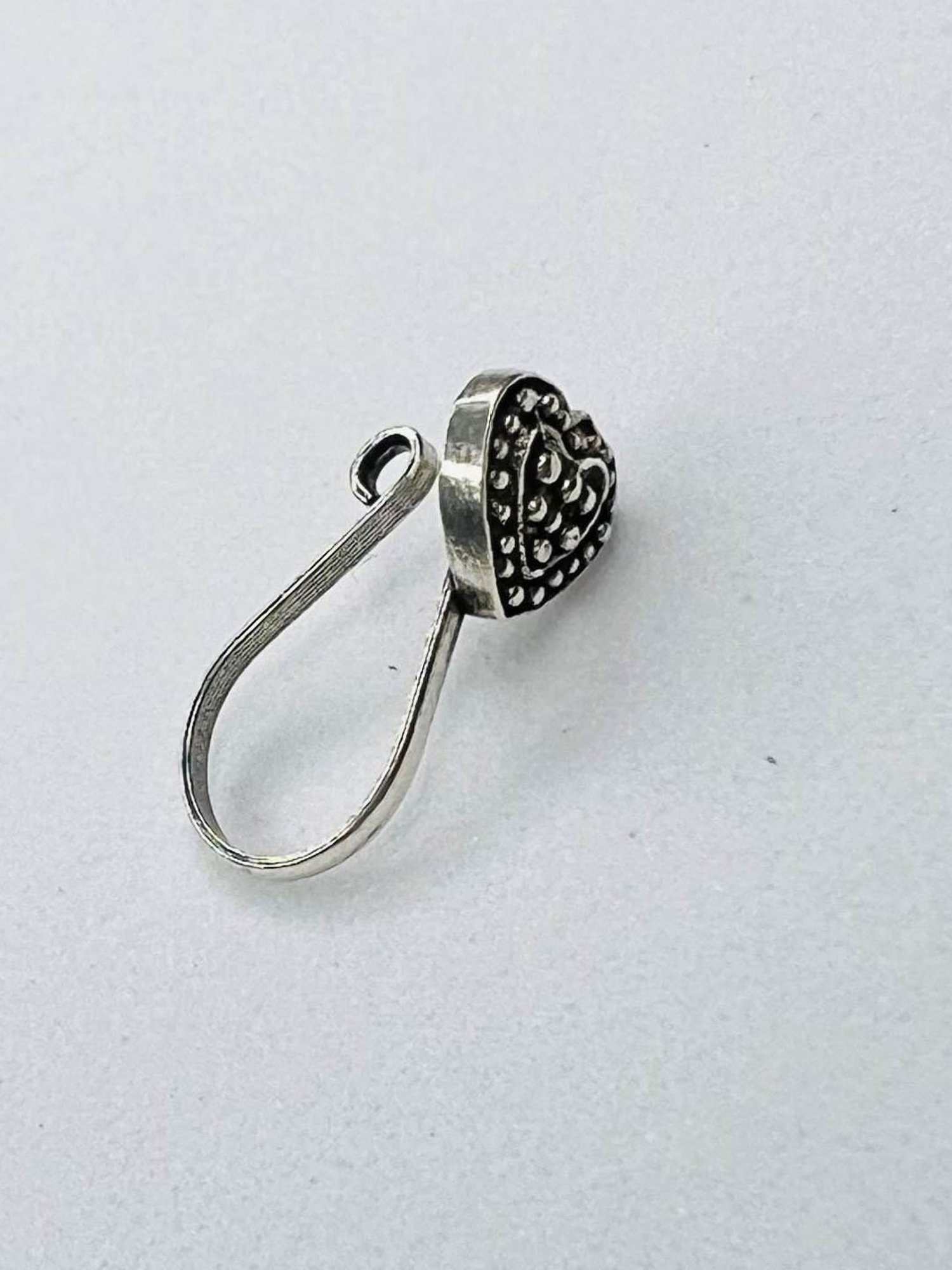 Arte Jewels 925 Sterling Silver Oxidized Heart-shape Clip on Nosepin for Women & Girls
