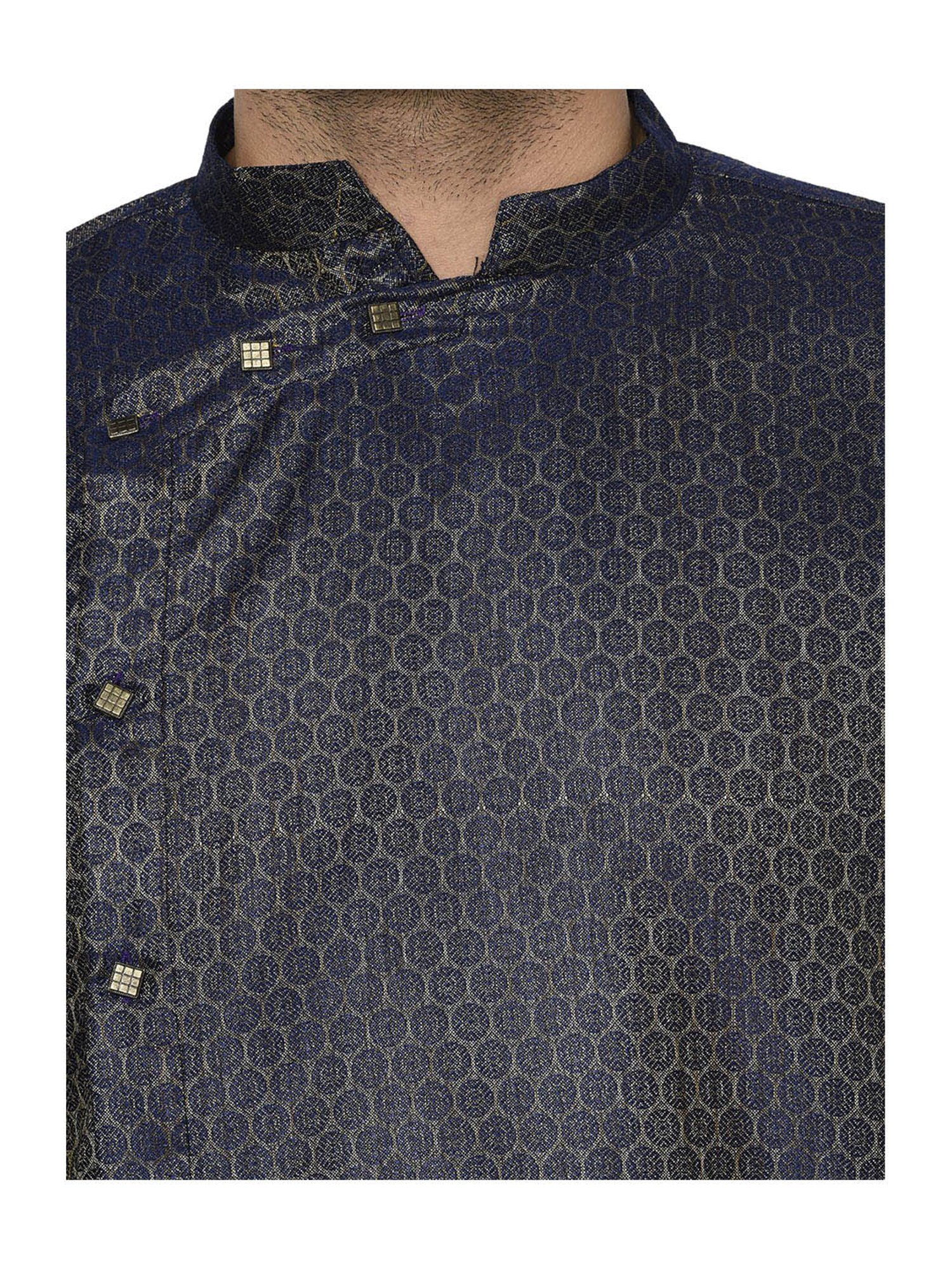 Tabard Royal Blue & Beige Printed Kurta & Churidar Set