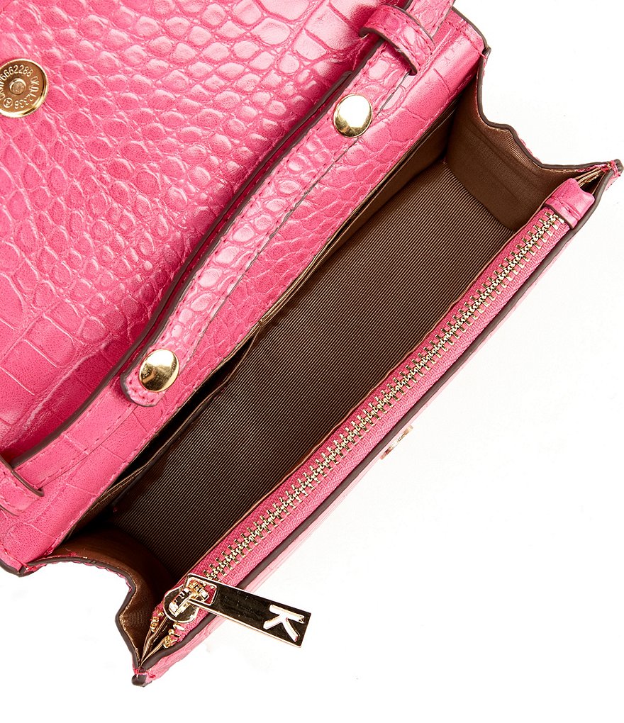 Kate Landry Croco Flap Crossbody Bag
