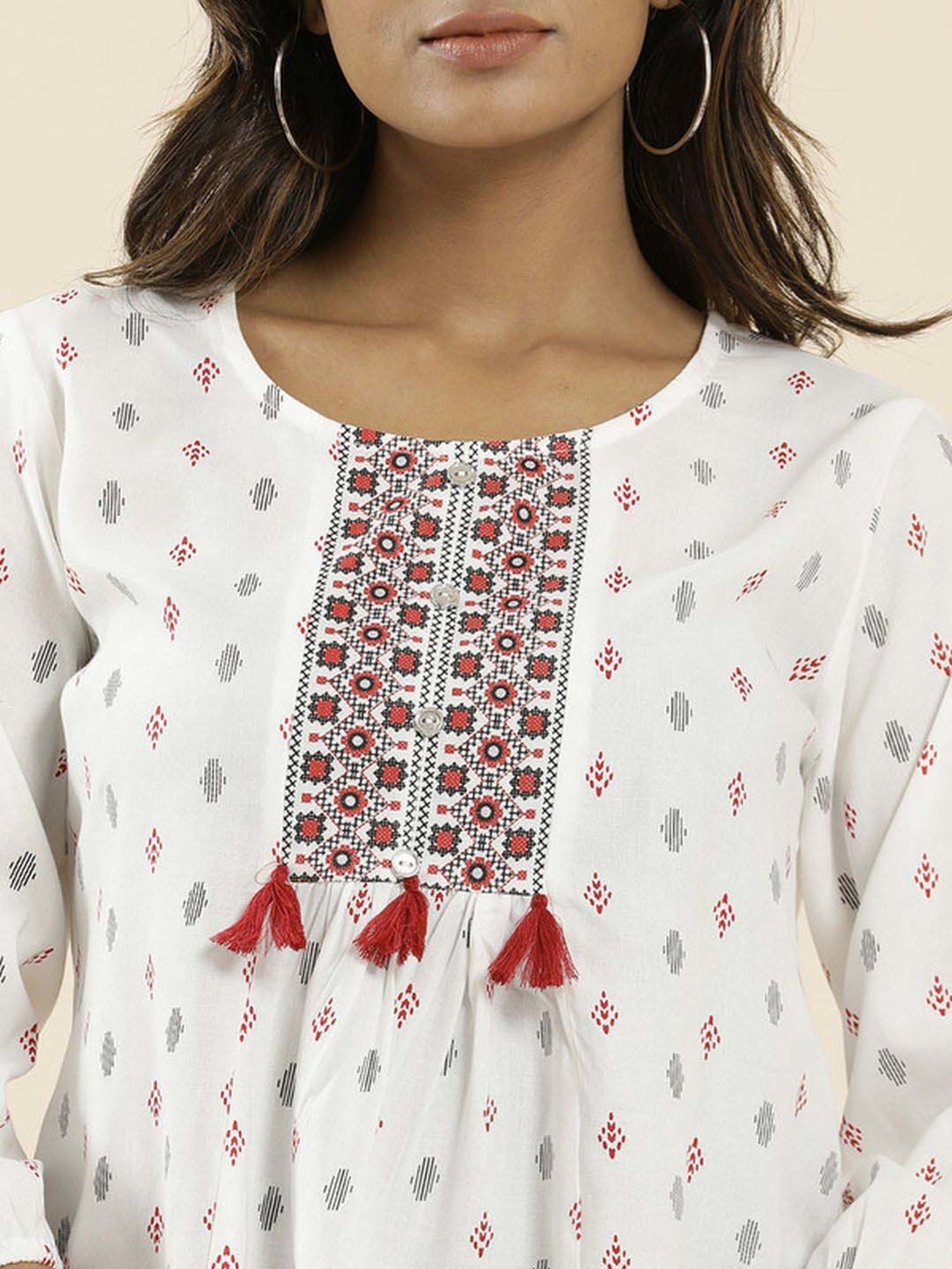 Jaipur Kurti White Printed Top