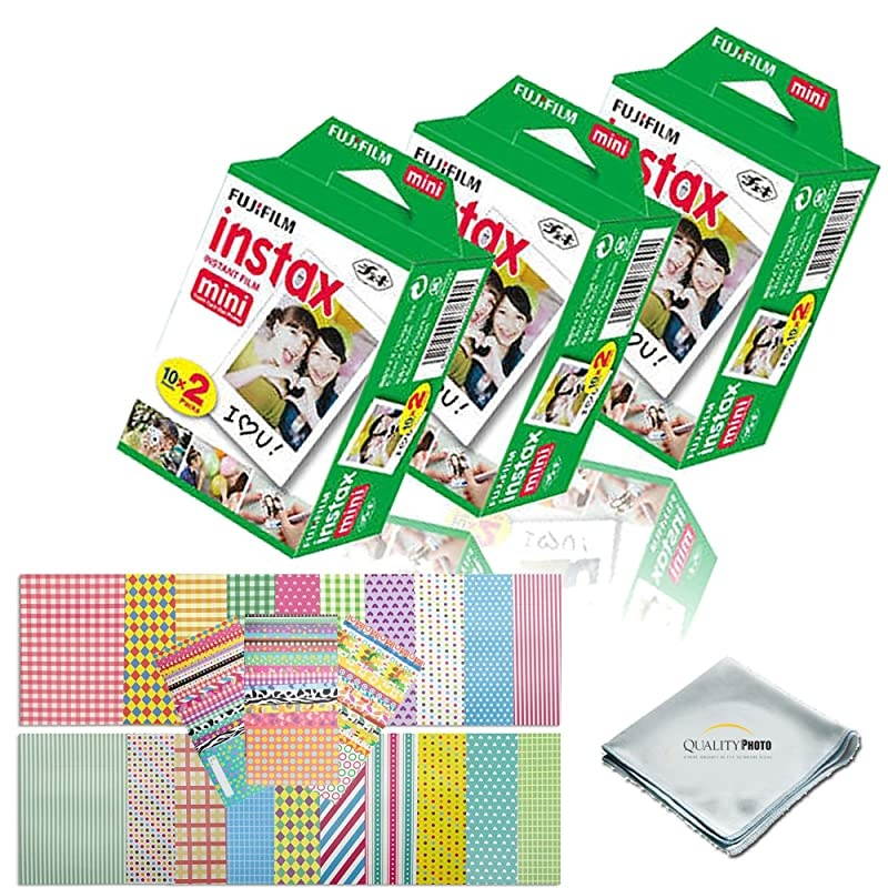 Instax Mini 9 Instant Camera Smokey White w/ Instax Mini 9 Instant Films (60 Pack) + A14 Pc Deluxe Bundle for  Instax Mini 9 Camera