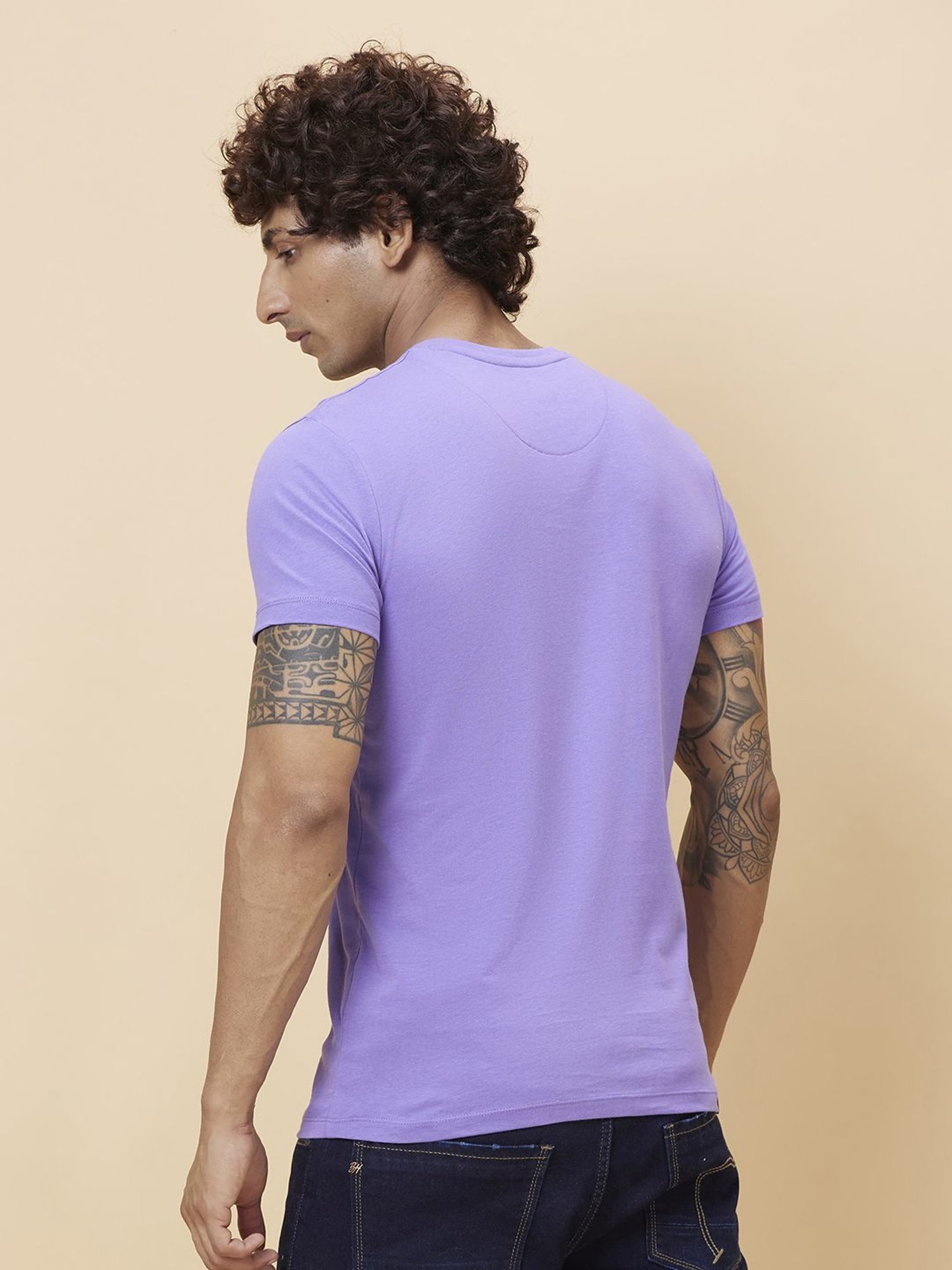 Being Human Purple Regular Fit Logo Printed T-Shirt