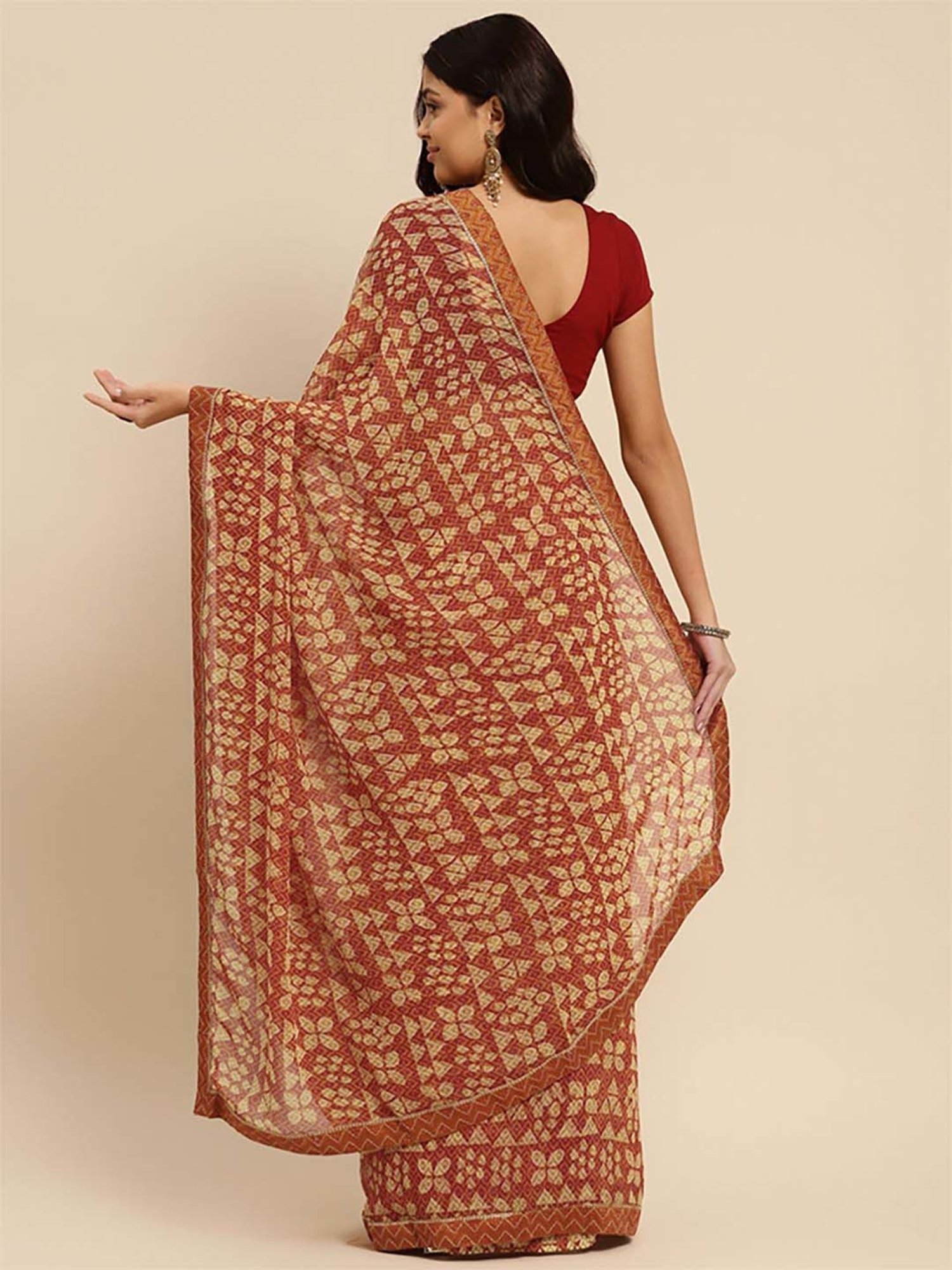 Rangita Mustard Printed Saree With Unstitched Blouse