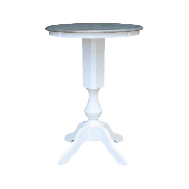 30" Round Bar Height Dining Sets with 2 X Back Stools White/Heather Gray - International Concepts