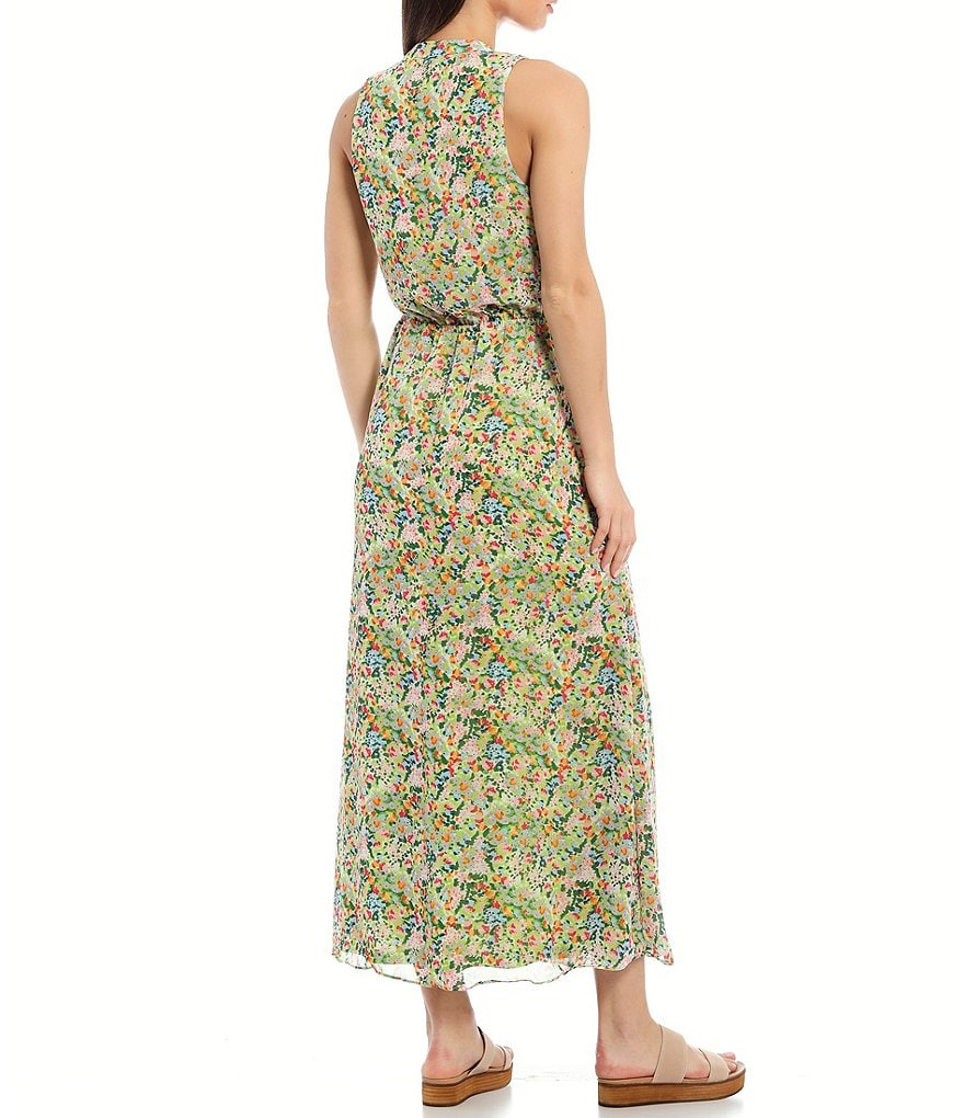 Laundry by Shelli Segal Nicole Printed Chiffon Blouson Maxi Dress