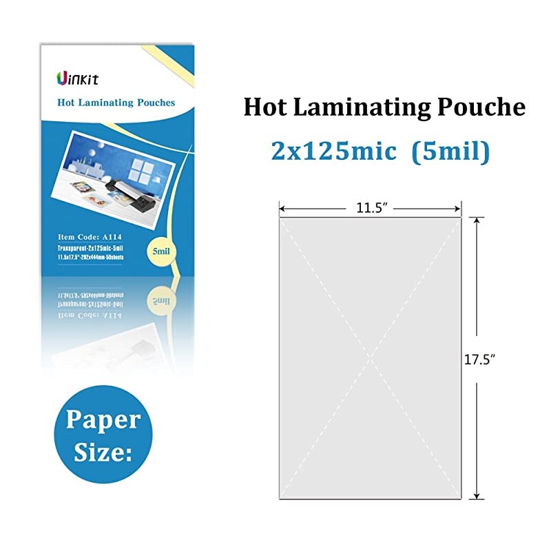 Hot Thermal Laminating Pouches 5Mil 115x175 Inches for Sealed 11x17 Photo 50 Sheets 115x175 inches Pack  24 Hours Service 3 Years Warranty