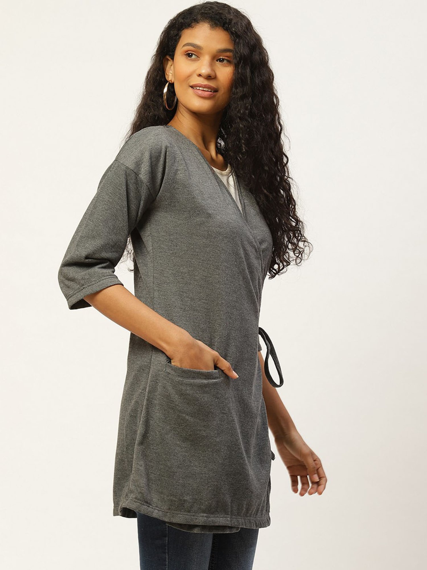 Belle Fille Charcoal Textured Shrug