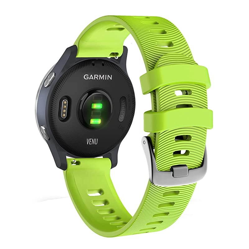 Garmin Venu GPS Smartwatch with AMOLED Display and Included  3 Straps Bundle (Granite Blue/Silver, Lime/Orange/Pink)