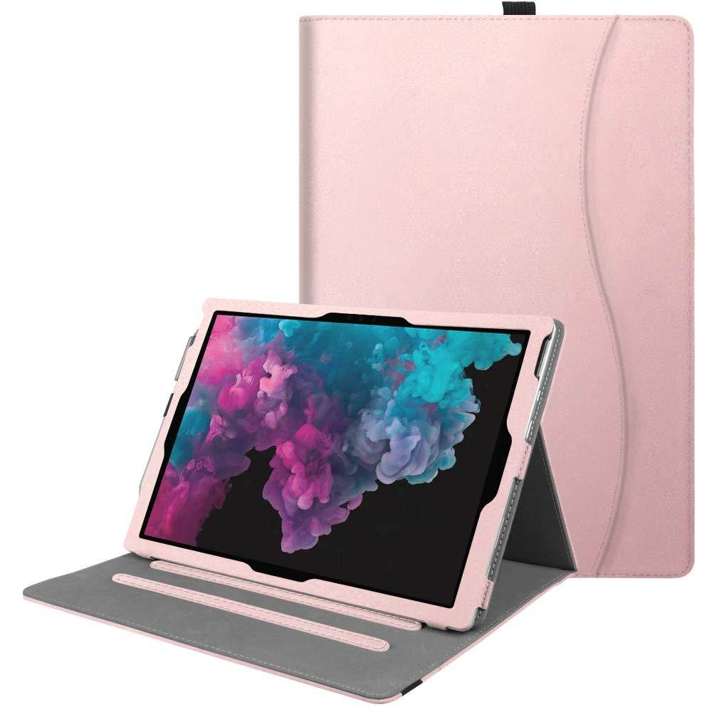 Fintie Case for Surface Pro 6, Multi-Angle Viewing Folio Stand Cover w/Card Pocket for Microsoft Surface Pro 6 / Surface Pro (5th Gen) / Pro 4 3, Compatible with Type Cover Keyboard (Rose Gold)