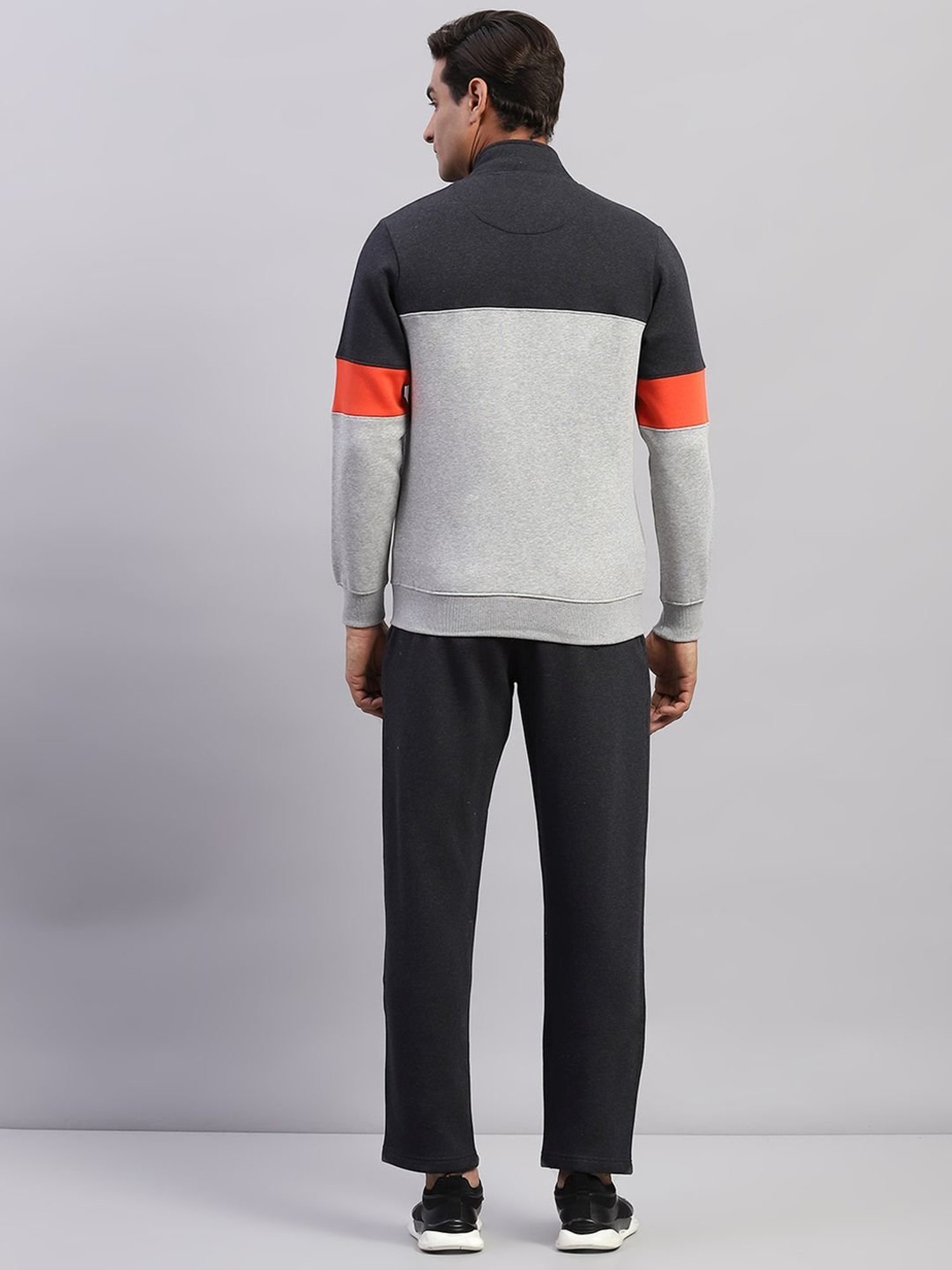 Monte Carlo Dark Grey Regular Fit Colour Block Tracksuit