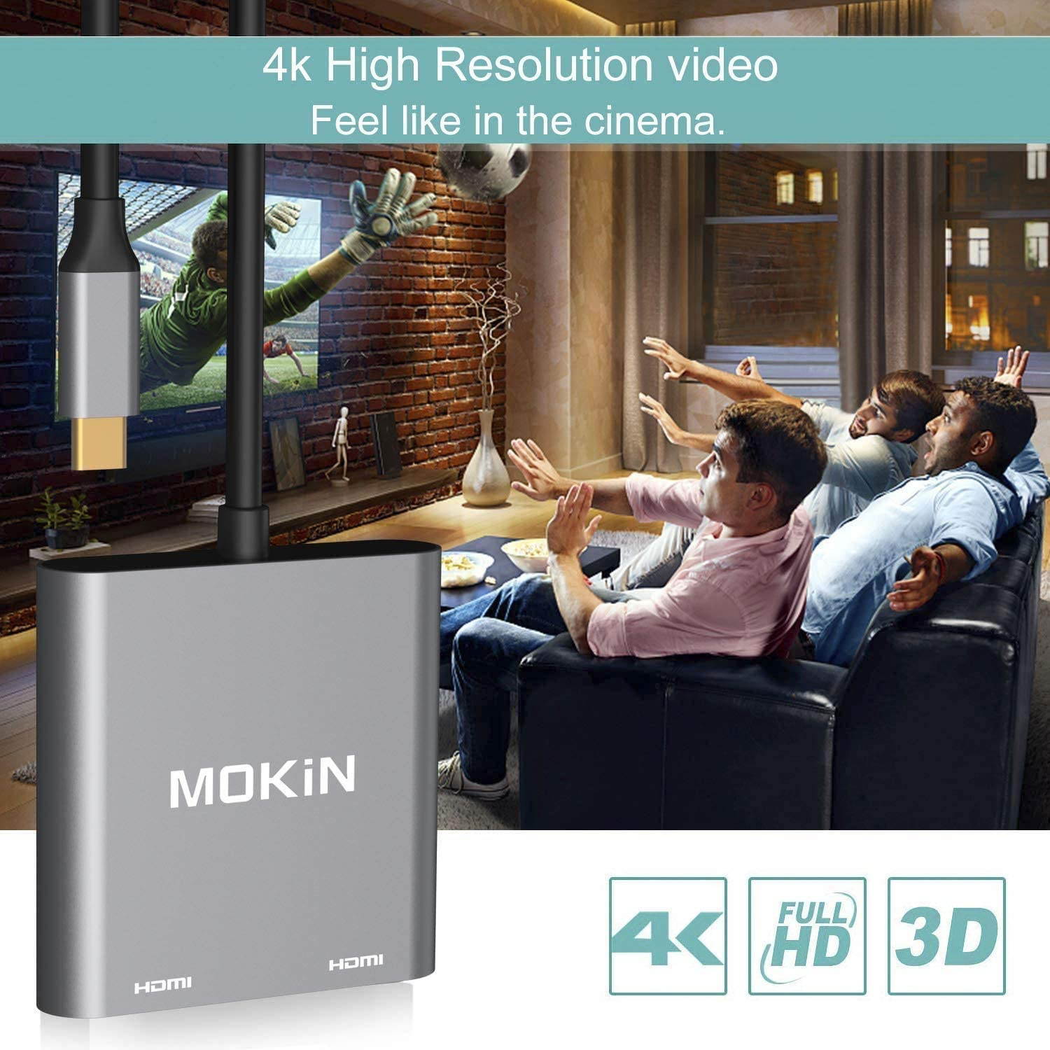 USB C to Dual HDMI Adapter,USB C to HDMI Adapter Type Thunderbolt 3 HDMI Dual Monitor Adapter for MacBook/MacBook Pro 2020/2019/2018,MacBook Air 2018 Surface Pro etc