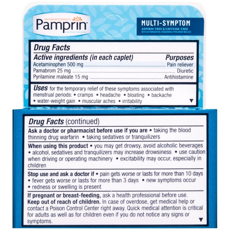 Pamprin Multi-Symptom Menstrual Pain Relief Tablets - Acetaminophen - 40ct