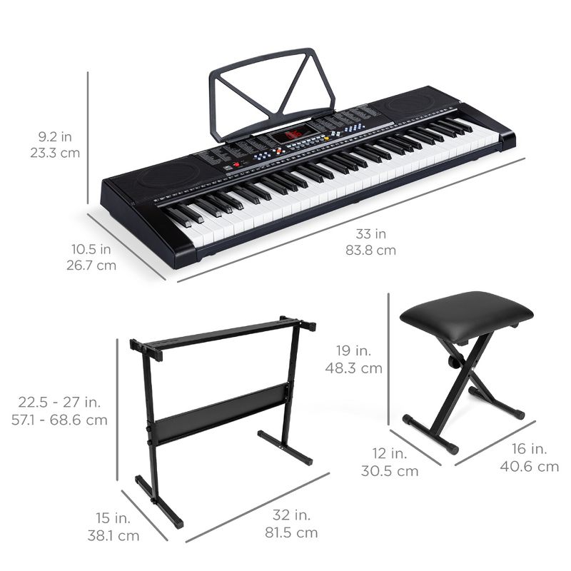 Best Choice Products 61-Key Beginners Electronic Keyboard Piano Set w/ LED, Lighted Keys, 3 Teaching Modes, Headphones