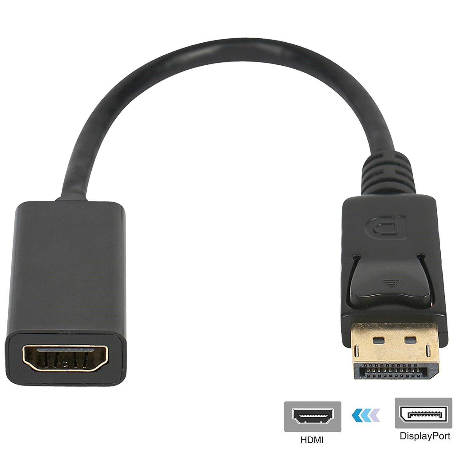 DisplayPort to HDMI Adapter, Nurbenn DP Display Port to HDMI Converter Male to Female Gold-Plated Cord Compatible for Lenovo Dell HP and Other Brand