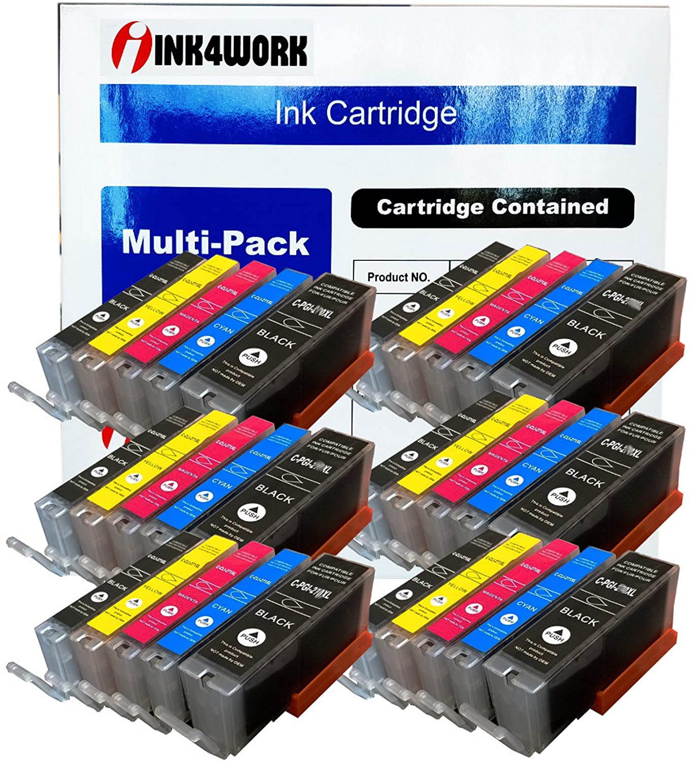INK4WORK 30 Pack Compatible Ink Cartridge Replacement for Canon PGI-250XL PGI250 XL CLI-251XL CLI251 XL for use with Pixma MX722 MX922 MG5620 MG5420 MG5422 MG5520 MG5522 MG6620 iX6820 iP7220