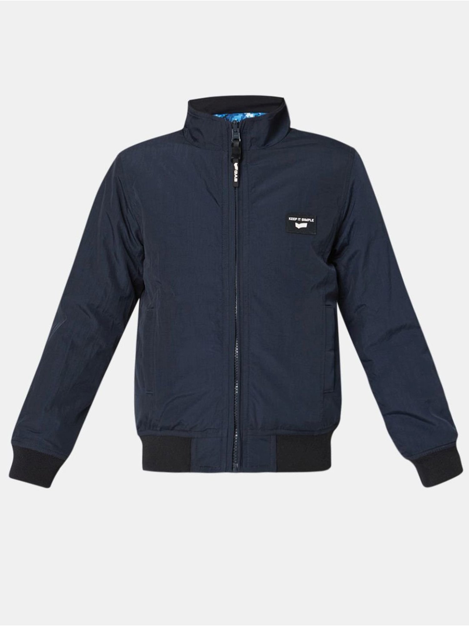 GAS Kids Navy Regular Fit Full Sleeves Reversible Jacket