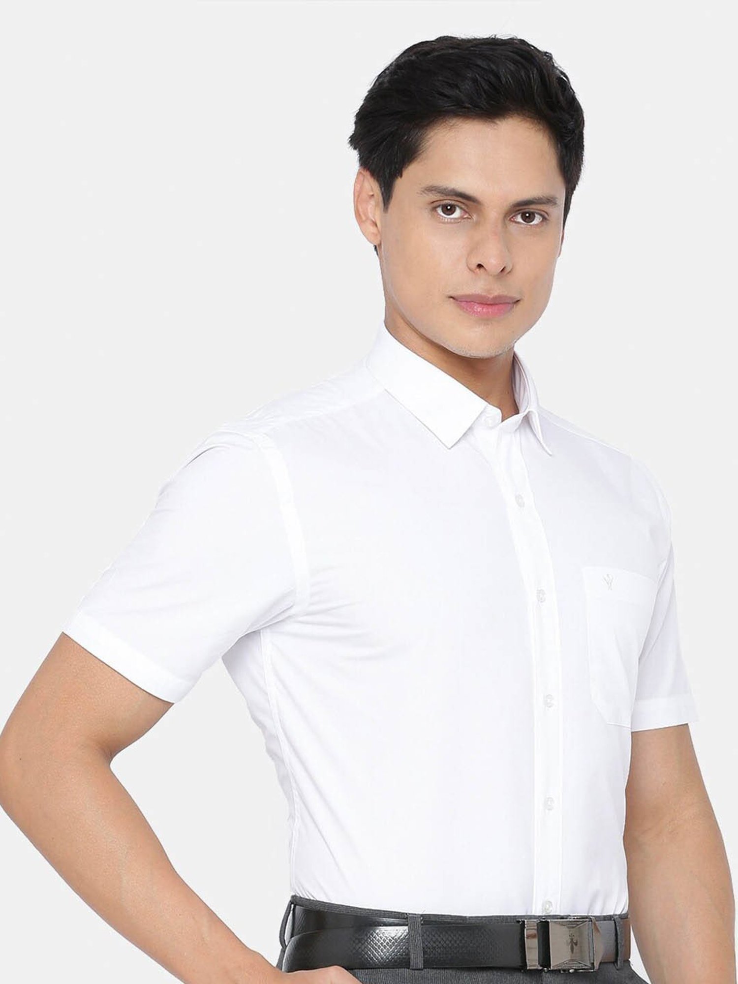 Ramraj White Cotton Regular Fit Shirt