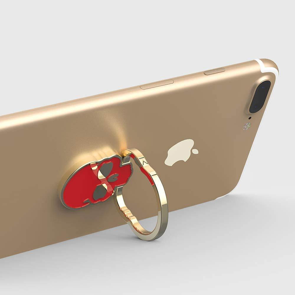 homEdge Cell Phone Skull Ring Grip, Set of 3 Packs 360&deg; Adjustable Finger Ring Holder, Suitable for Magnetic Car Mount Kickstand for Cell Phone-Black+White+Red