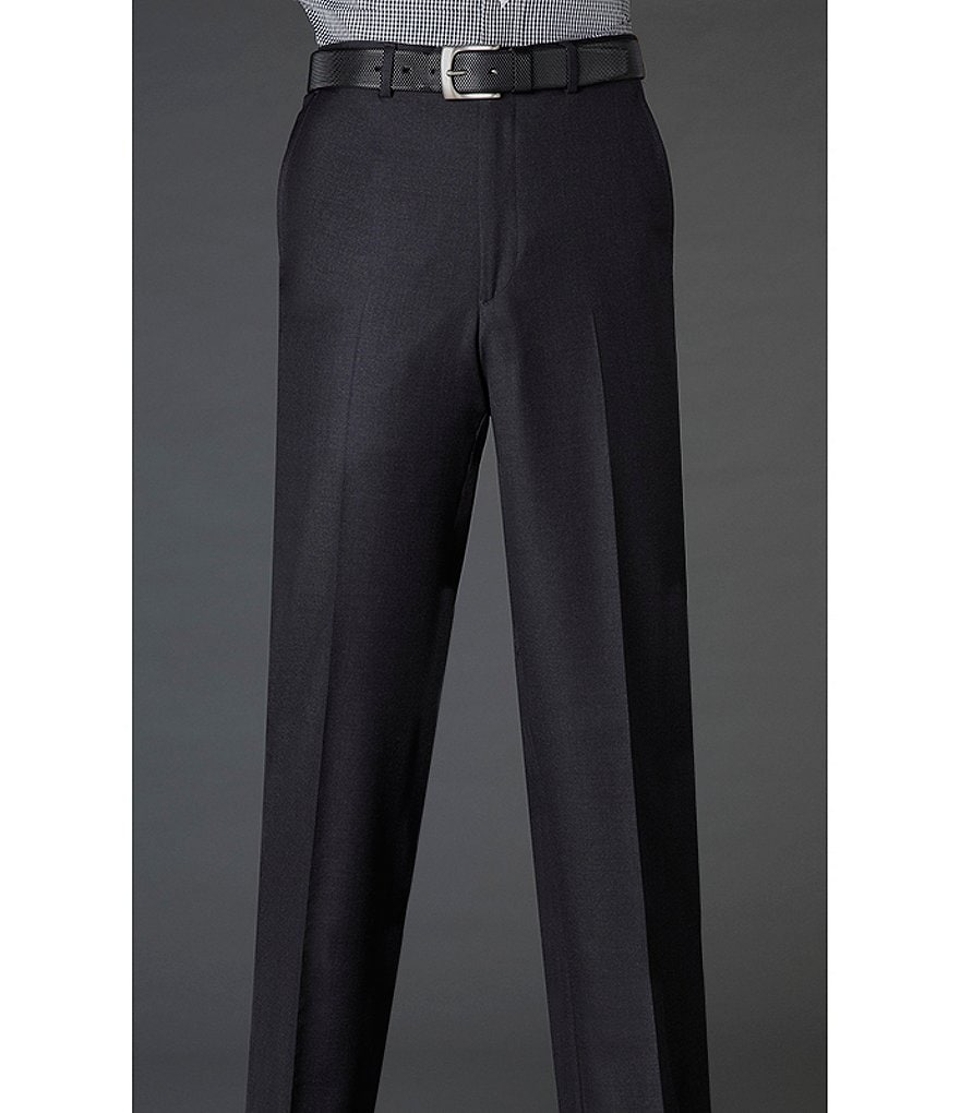 Santorelli Luxury Modern-Fit Flat Front Wool Dress Pants