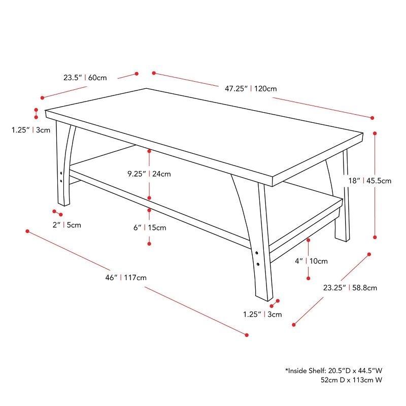 Hollywood Coffee Table with Shelf Dark Gray - CorLiving
