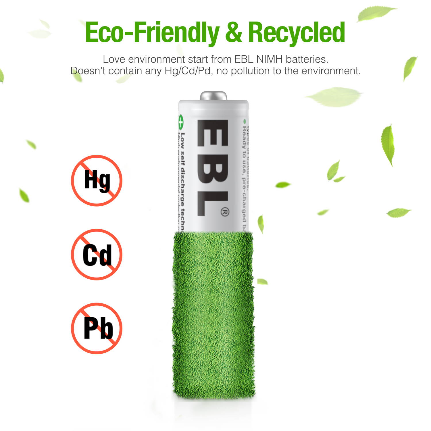 EBL 800mAh AAA Ni-MH Rechargeable Batteries High Capacity , Battery Case Included 8 Pack