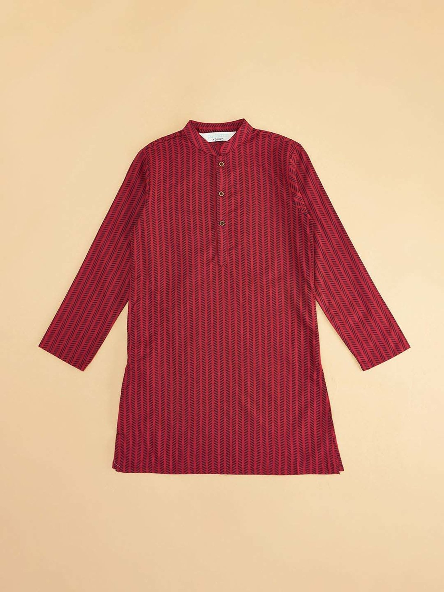 Indus Route by Pantaloons Kids Red Cotton Printed Full Sleeves Kurta