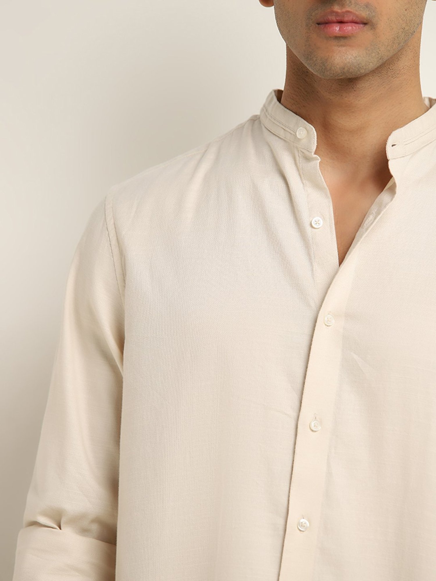 Ascot by Westside Light Beige Solid Relaxed Fit Shirt