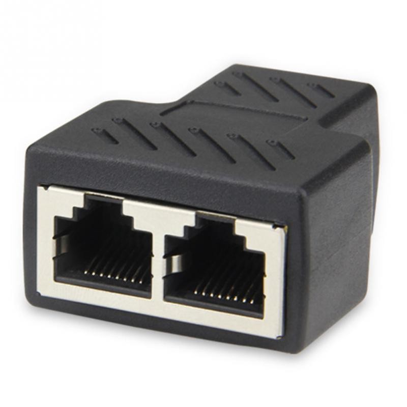 (2 Pack) RJ45 Splitter Adapter 1 to 2 Dual Female Port, Cat 5 / Cat 6 / Cat 7 Lan Ethernet Socket Splitter Plug Adapter,1 To 2 RJ45 Connector Network Cable Splitter Extender Plug Adapter ,RJ45 Coupler