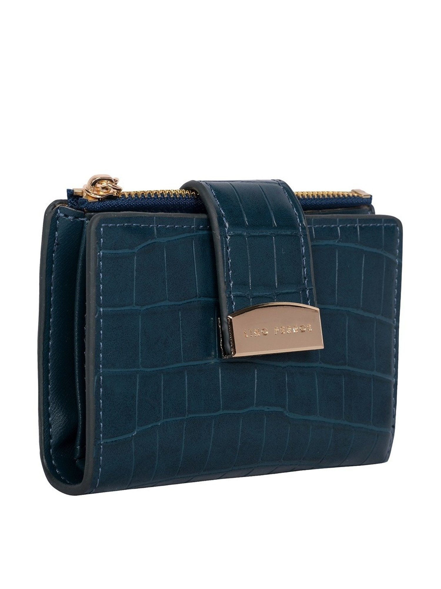 Lino Perros Blue Textured Bi-Fold Wallet for Women