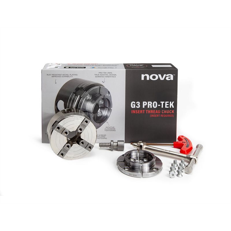 NOVA 48290 12-Piece PRO-TEK G3 Insert Type Wood Turning Chuck and Jaws Set