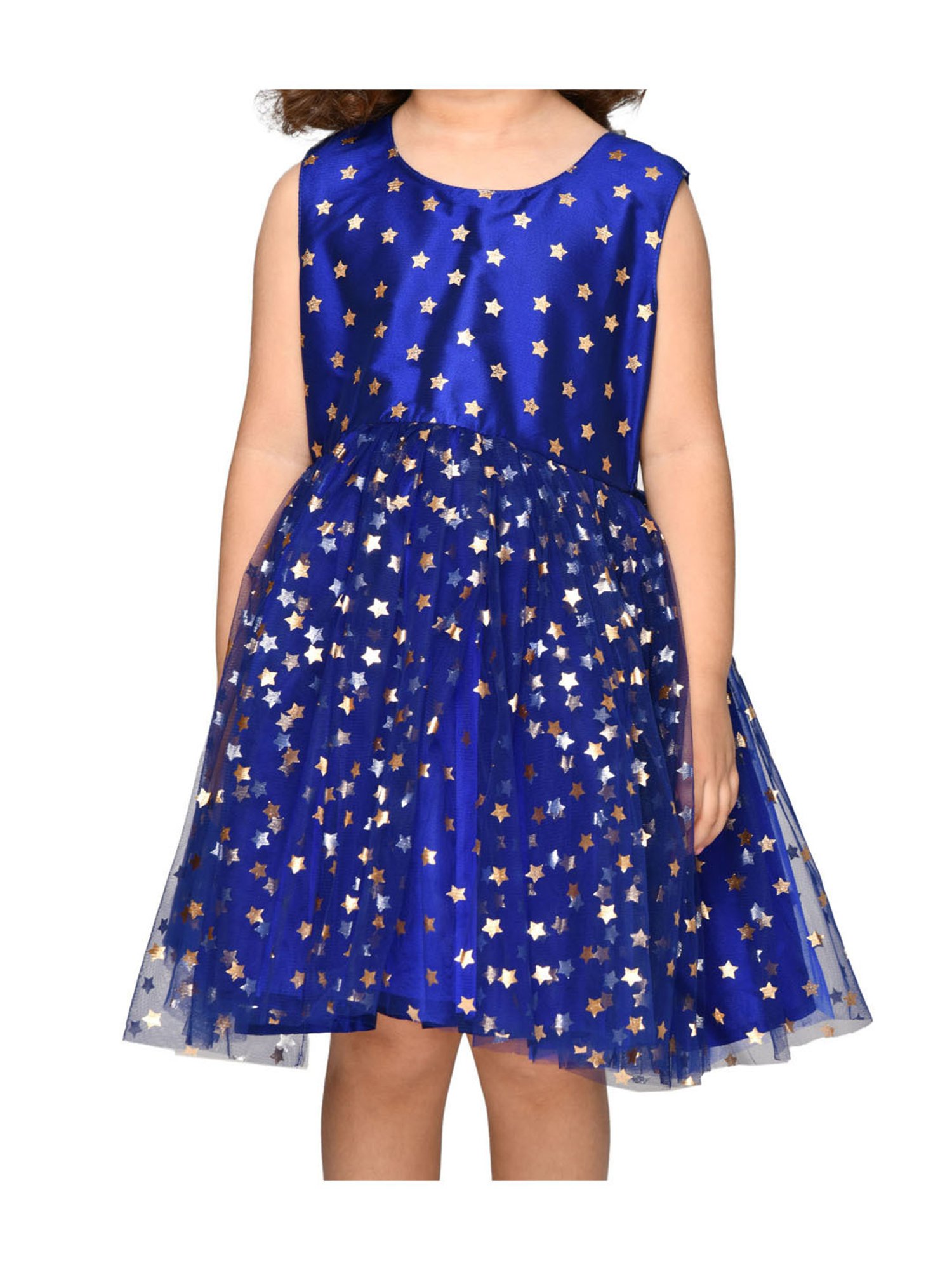 Saka Designs Kids Dark Blue Printed Dress