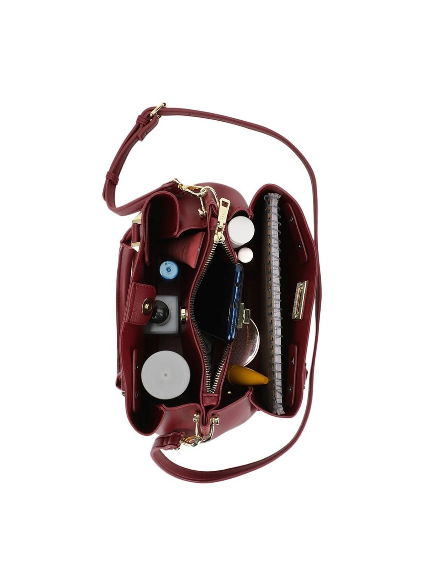 Tyra Olivia Wine Solid Faux Leather Handbag
