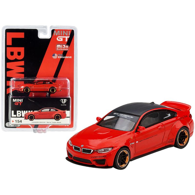 BMW M4 LB Works Red with Copper Wheels and Carbon Top Ltd Ed to 1800 pcs 1/64 Diecast Model Car by True Scale Miniatures