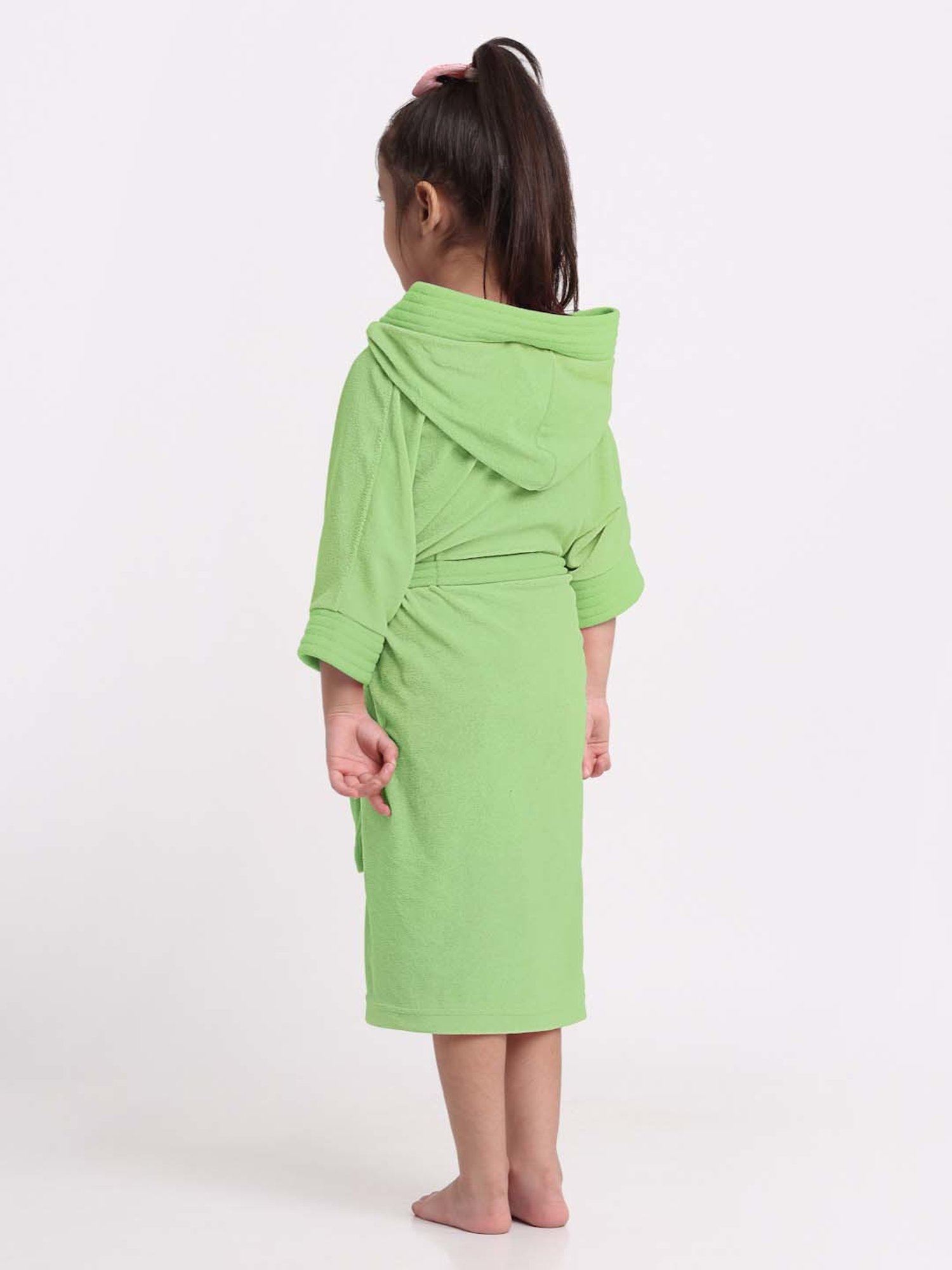 Creeva Melodious Black & Turkish Micro Terry 225 GSM Kids Hooded Bathrobe 4-5 Years With Pocket