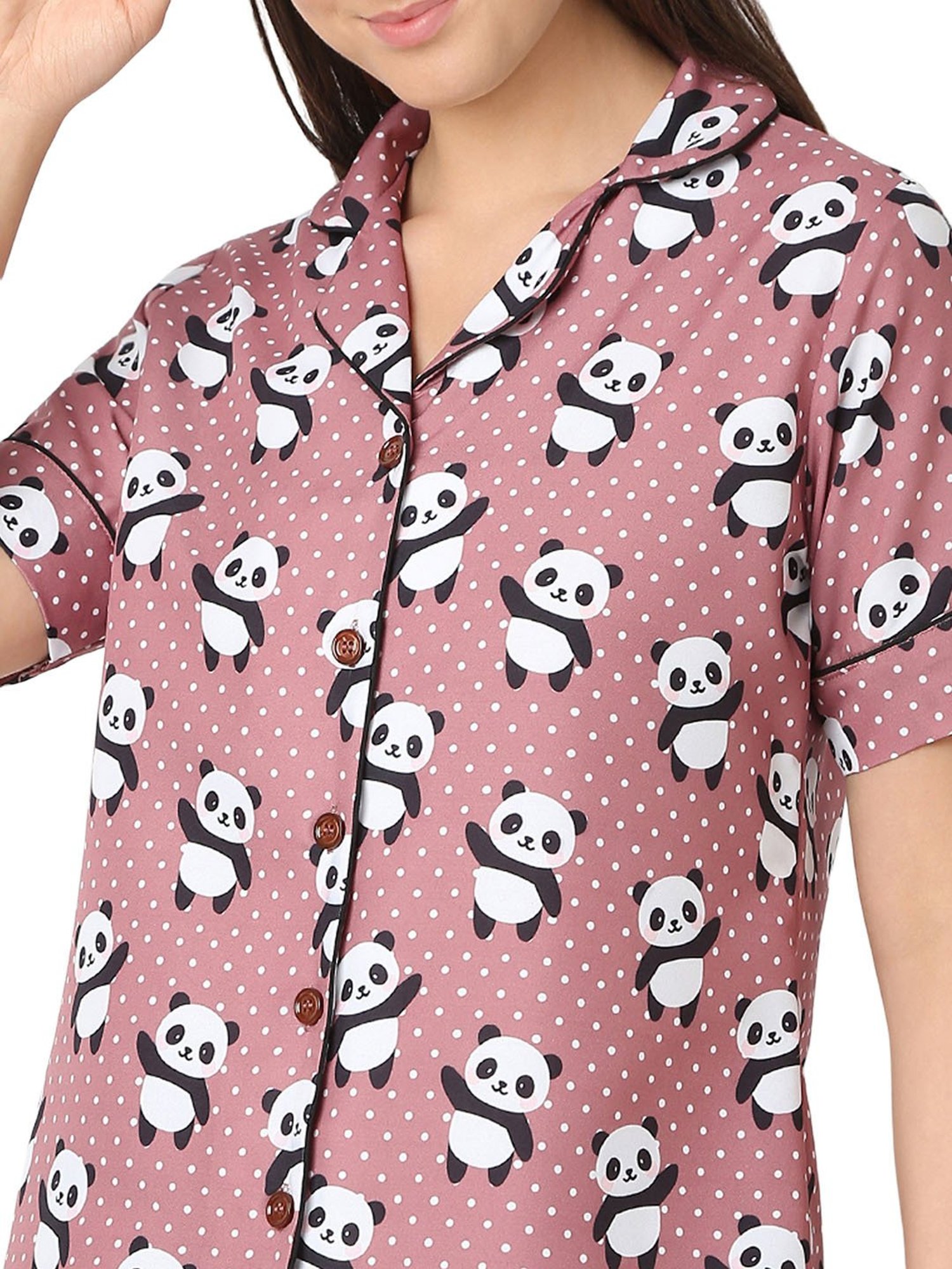 Smarty Pants Rose Gold Printed Shirt With Lounge Pants