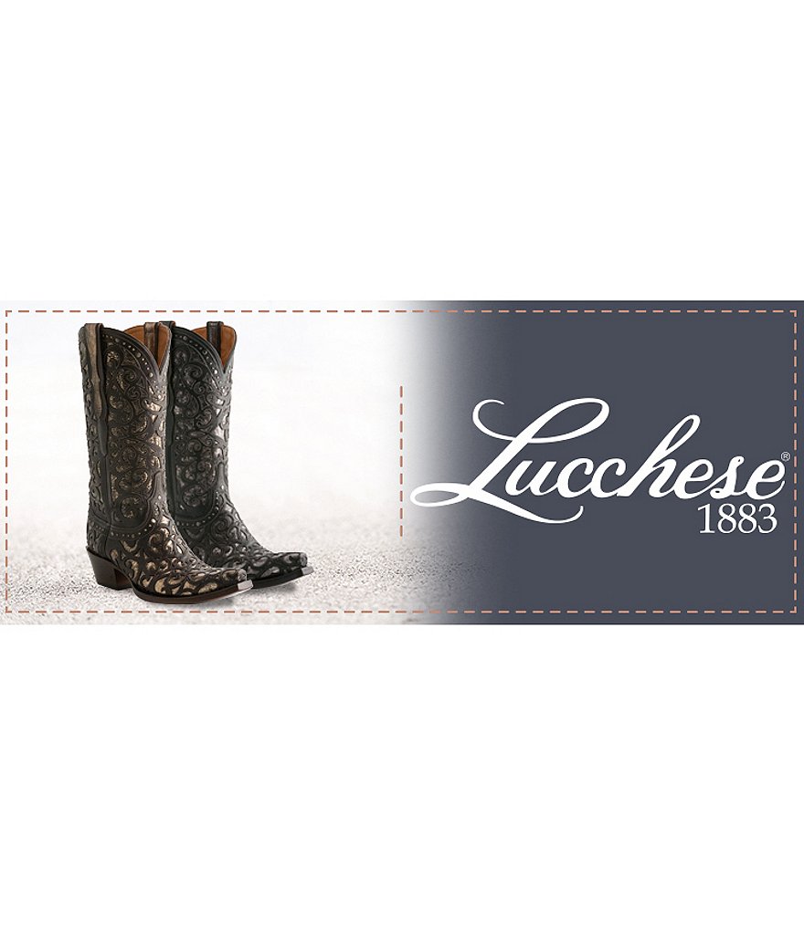 Lucchese Sierra Curly L Leather Studded Western Boots