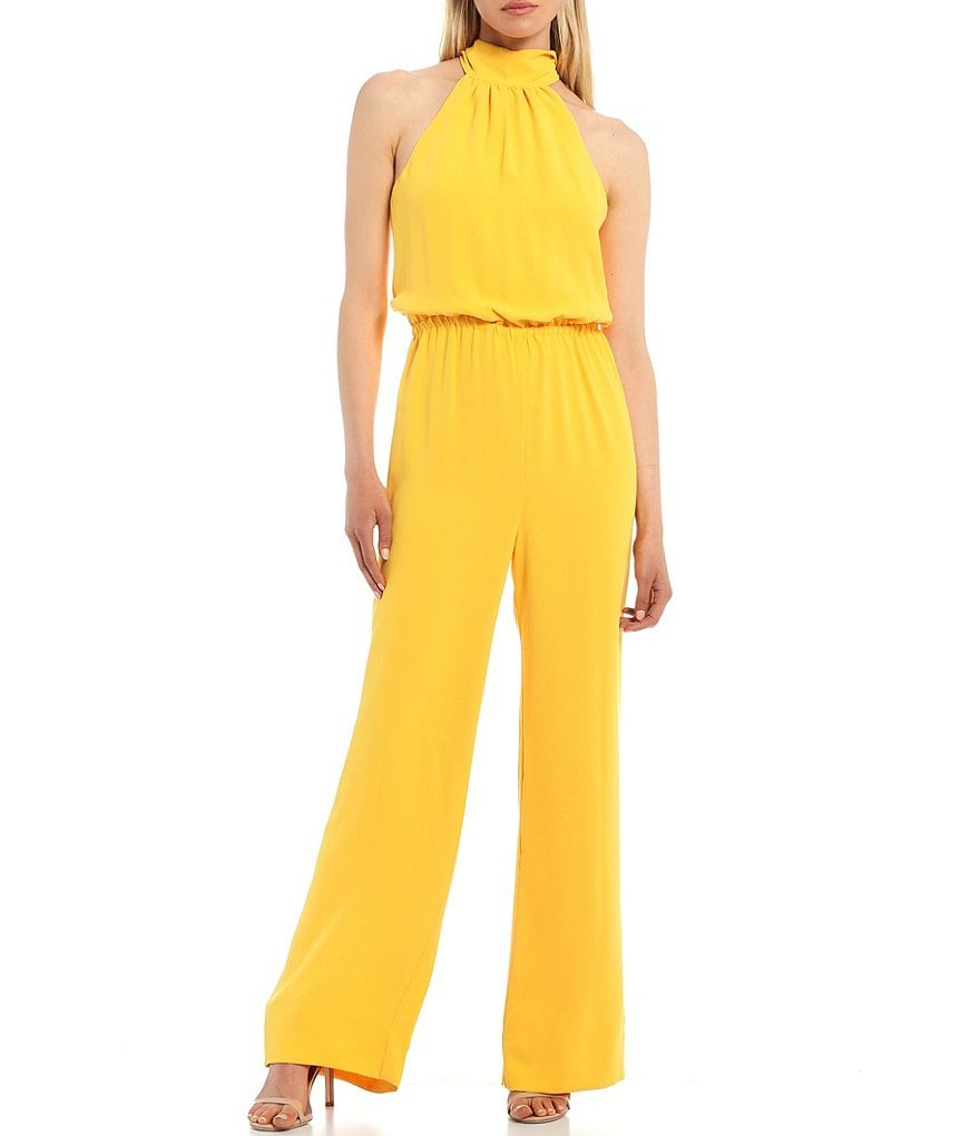Trina Turk Shaded Wide Leg Sleeveless Halter Jumpsuit