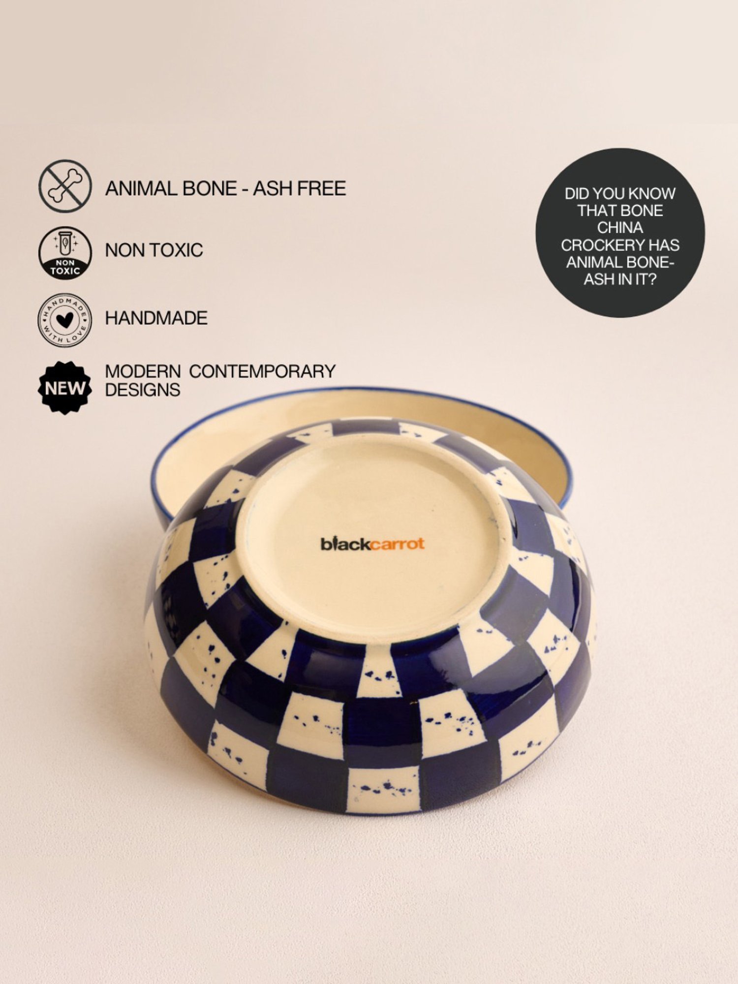 BlackCarrot Blue & White Ceramic Snack Bowls Set of 2