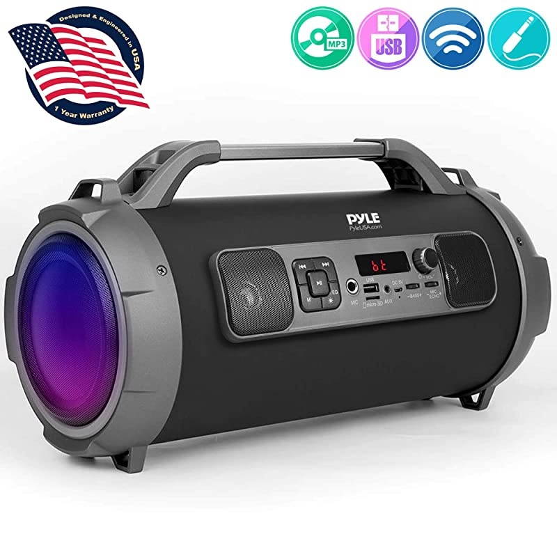 Wireless Portable Bluetooth Boombox Speaker 500W Rechargeable Boom Box Speaker Portable Barrel Loud Stereo System with AUX Input USBSD 14 in Fm Radio 4 Subwoofer DJ Lights  PBMKRG155