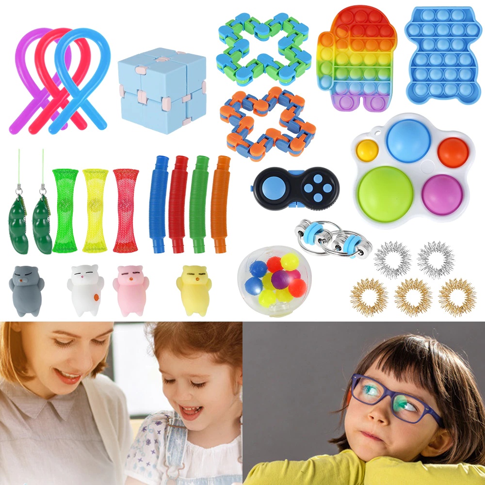 Fidget Toys Anti Stress Set Stretchy Strings Pop It Popit Gift Pack Adults Children Squishy Sensory Antistress Relief Figet Toys