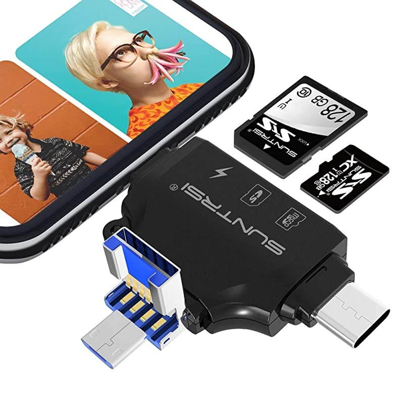 SD Card Reader for iPhoneipadAndroidMacComputerCameraPortable Memory Card Reader 4 in 1 Micro SD Card AdapterampTrail Camera Viewer Compatible with TF and SD Card