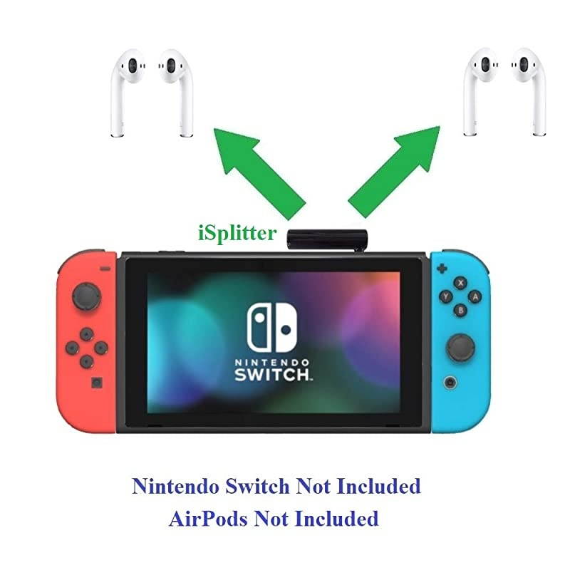 iSplitter Black Tiny and Extremely Versatile iAdapter MultiStreaming Bluetooth Stereo Transmitter Splitter Works Well Streaming to 2 Sets of AirPods