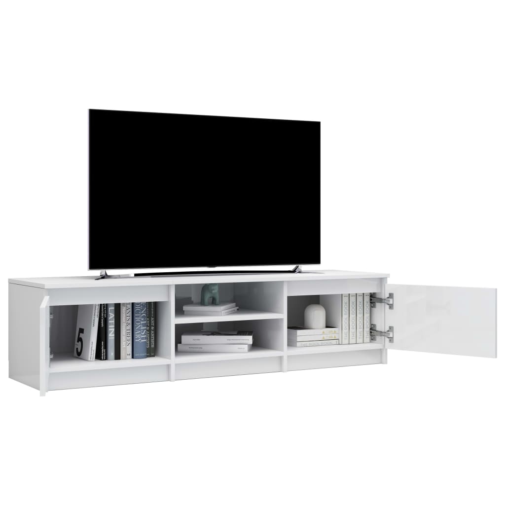 vidaXL TV Cabinet High Gloss White Chipboard Hifi Stand Living Room Lowboard