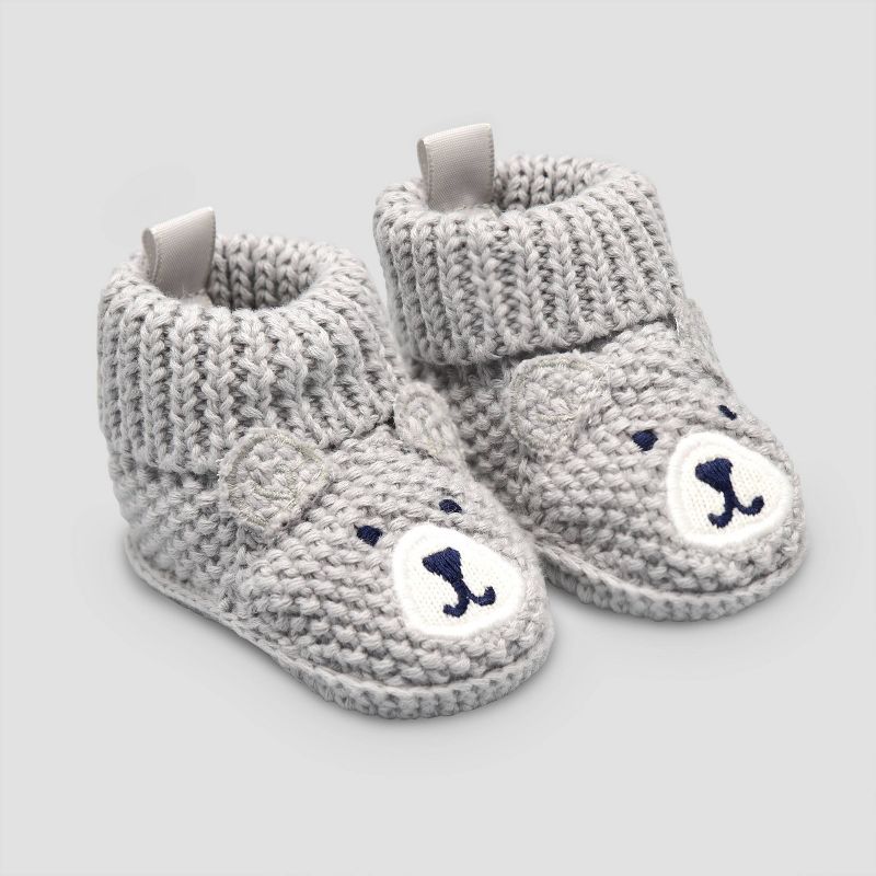 Baby Boys' Knitted Bear Slippers - Just One You® made by carter's Gray Newborn