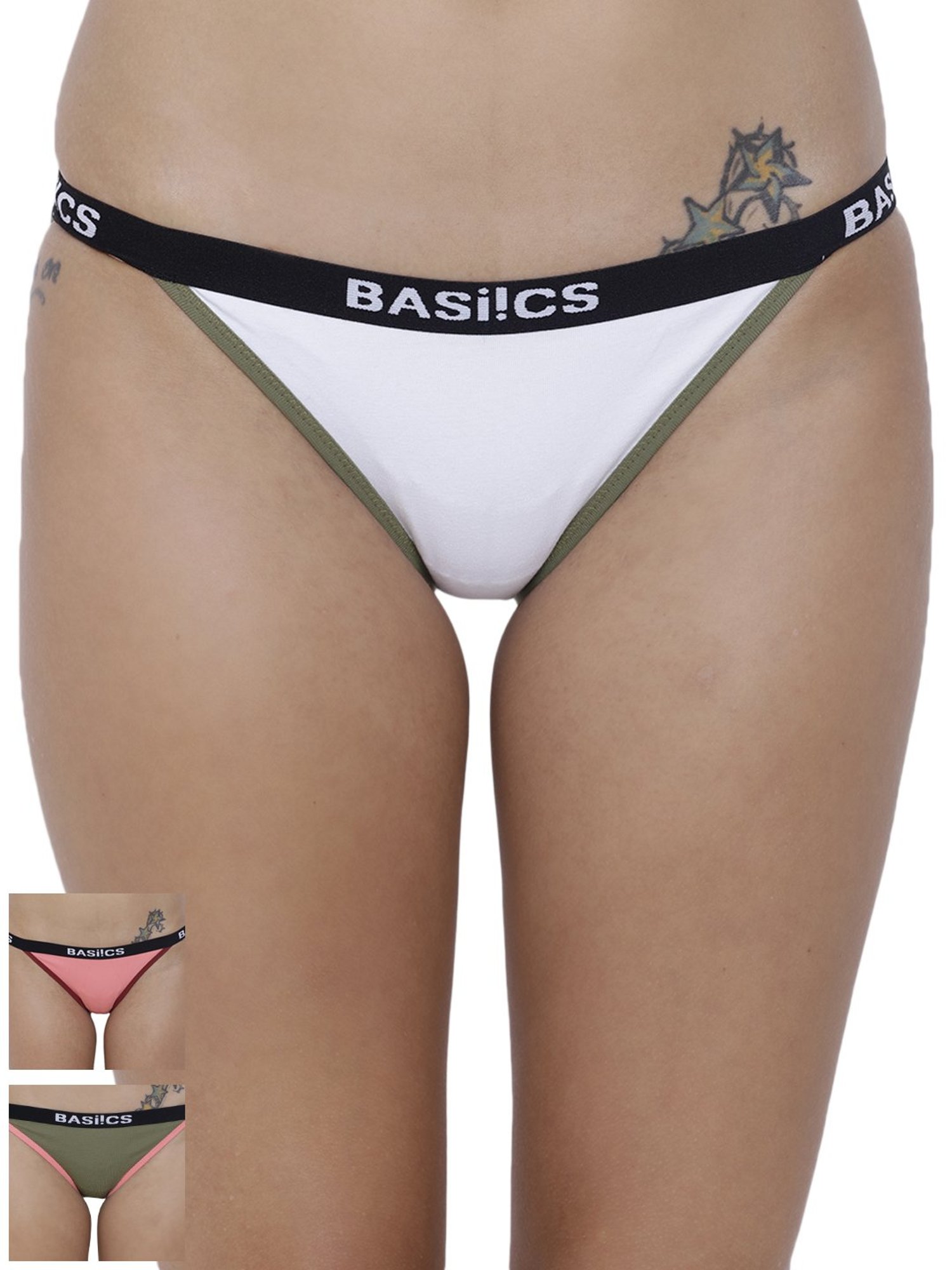 BASIICS by La Intimo Multicolor Cotton Bikini Panty ( Pack Of 3 )