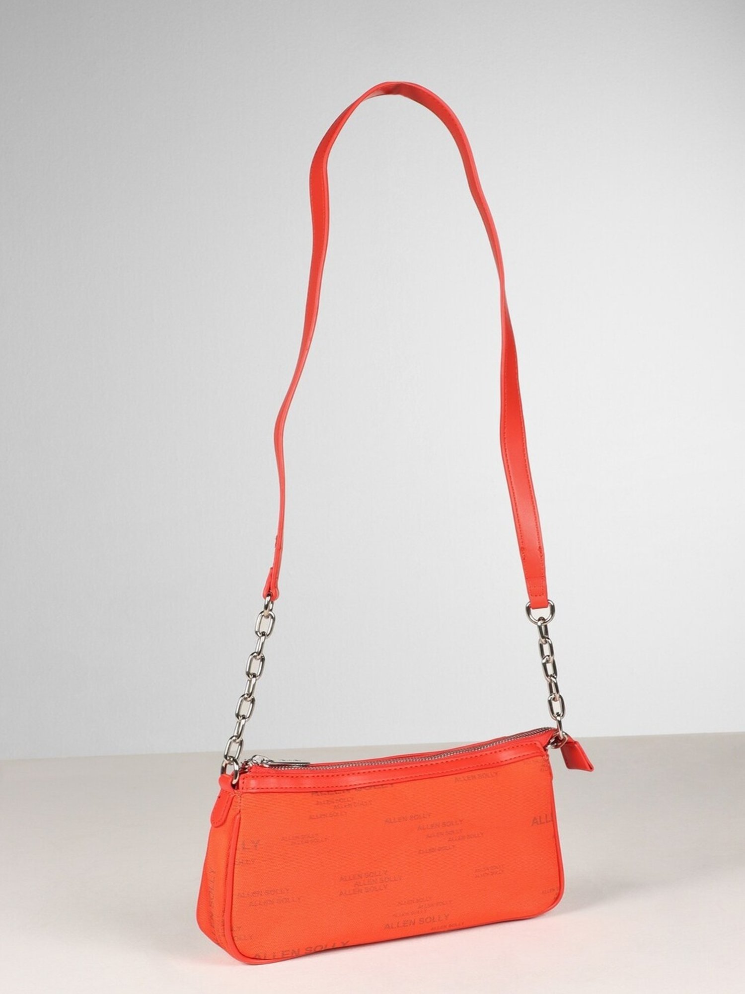 Allen Solly Orange Printed Medium Sling Handbag